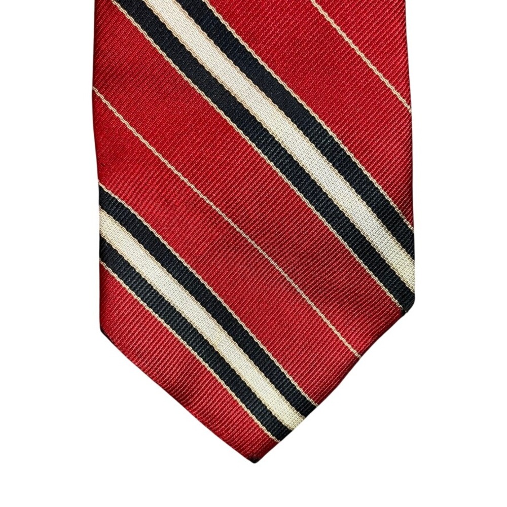 Unbranded Red Navy Blue White Striped Silk Repp Necktie Classic Formal Tie